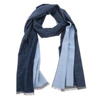 Superzachte brede sjaal of omslagdoek van bamboe WuWen - jeansblauw/lichtblauw