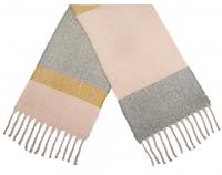 CWI sjaal Blokken dames 180 x 50 cm polyester beige/roze/geel