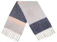 CWI sjaal Blokken dames 180 x 50 cm polyester grijs/blauw/roze