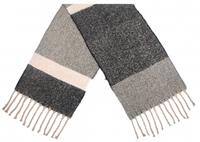 CWI sjaal Blokken dames 180 x 50 cm polyester grijs/zwart