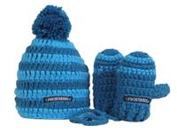 Poederbaas Kleurrijke babymuts met wantjes - blauw