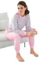 Your Look... for less! Dames Pyjama roze gestreept Größe
