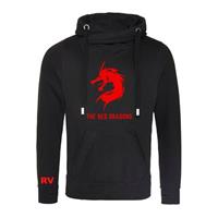 Sportus.nl Rugby Vintage - Wales Cross Neck Hoodie - Zwart