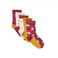 Minymo sokken junior katoen rood/geel 5 paar 
