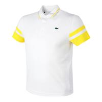 Lacoste Herren  Sport Tennis-Poloshirt aus atmungsaktivem Piqué - Weiß / Gelb 