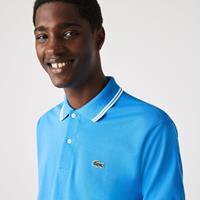 Lacoste Herren  Classic Fit Piqué Poloshirt mit Streifakzenten - Blau / Weiß 