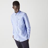 Men's Lacoste Regular Fit Oxford Cotton Shirt in Blue
