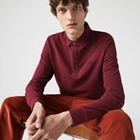 Lacoste Regular Fit Langärmeliges Herren  Paris Polo aus Stretch-Baumwollpiqué - Burgunder 