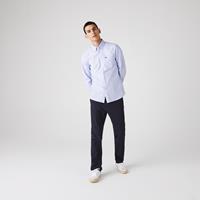 Lacoste Regular Fit Herren-Hemd aus gestreifter Oxford-Baumwolle - Weiß / Blau 