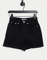 NA-KD Trend Organisch Fold Up Mom Shorts - Black