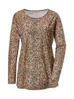Your Look... for less! Dames Shirt taupe gedessineerd Größe
