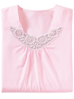 Ascafa Dames Nachthemden met korte mouwen lichtblauw + roze Größe