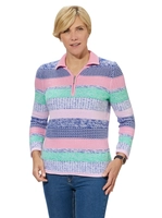 Your Look... for less! Dames Pullover roze/blauw gedessineerd Größe