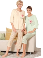 Ascafa Dames Pyjama's apricot + lindegroen Größe