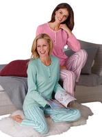 Ascafa Dames Pyjama's mint + roze Größe