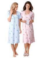 Ascafa Dames Nachthemden met korte mouwen roze + bleu Größe