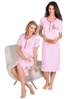 Ascafa Dames Nachthemden met korte mouwen roze + roze geprint Größe