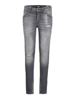 JACK & JONES super skinny jeans Jjidan met slijtage grey denim Grijs Jongens Stretchdenim - 