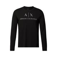 Armani Exchange Herren T-Shirt - Schriftzug, Rundhals, Cotton Stretch, langarm, Schwarz