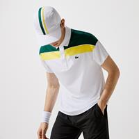 Lacoste Thermoregulierendes Herren Poloshirt aus Piqué  Sport - Weiß / Grün / Gelb / Schwarz 