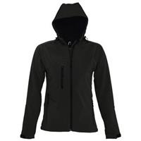 SOLS Dames/dames Replay Hooded Soft Shell Jacket (ademend, winddicht en waterbestendig) (Zwart)