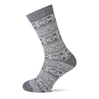 Teckel Dikke wollen sokken met noors patroon-Grey melange-35/38