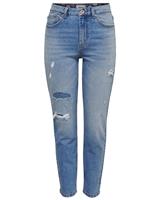 Only Frauen Slim Fit Jeans Onlemily Repaired in blau