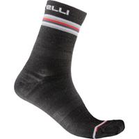 Castelli Women's Go 15 Cycling Sock AW21 - DARK GRAY-WHITE-RED