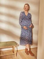 VERTBAUDET Lange jurk crêpe met print zwangerschap en borstvoeding aop blauw