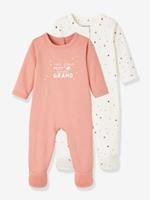 VERTBAUDET Set met 2 pyjama's voor pasgeboren baby's van biologisch katoen donker rozenhout