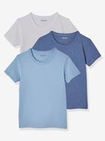 VERTBAUDET Set van 3 jongens-T-shirts met korte mouwen set blauw ton sur ton