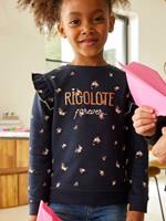 Vertbaudet Mädchen Sweatshirt mit Volants & Schriftzug nachtblau