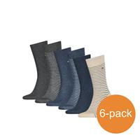 Tommy Hilfiger Sokken Heren 6-pack Small Stripe Antraciet/Jeans/Beige Melange