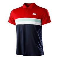Lacoste Herren  Sport Poloshirt mit Colourblock - Rot / Navy Blau / Weiß / Grün / Weiß 