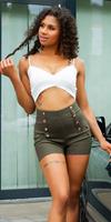 Cosmoda Collection Sexy hoge taille shorts met goud details khaki