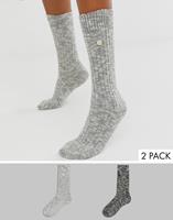 Birkenstock Damen Socken, Giftbox Slub, 2er Set - Geschenkbox, 2 Paar, One Size, Schwarz/Grau, size