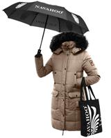 Navahoo Wintermantel "Cosimaa", Warmer Damen Parka inkl. Einkaufstasche und Regenschirm