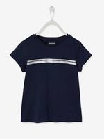 Vertbaudet Mädchen Sport-T-Shirt mit Glanzstreifen Oeko Tex nachtblau