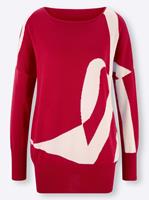 Pullover in rood/wit gedessineerd van Rick Cardona