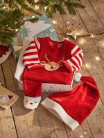 VERTBAUDET Kerstcadeauset voor baby met fluwelen pyjamapakje + mutsje baksteenrood