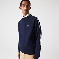 Lacoste Herren Sweatshirt aus Baumwollfleece mit Logostreifen - Navy Blau 
