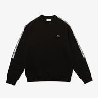 Lacoste Herren Sweatshirt aus Baumwollfleece mit Logostreifen - Schwarz 