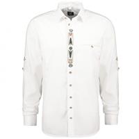 Orbis Klassisches Trachtenhemd mit Applikationen und langen Ärmeln Weiß