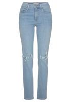 Levi's - 724 - Rechte jeans met hoge taille en scheuren in middenblauwe wassing