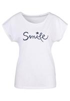 Beachtime T-shirt met modieuze gezegden frontprint "smile"