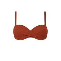 Beachlife strapless bandeau bikinitop met lurex rood/goud