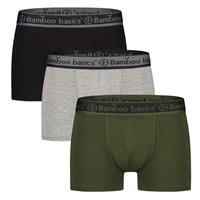 Bamboo Basics Trunk Boxershorts Liam (3-pack) - Zwart, Army & Greyelange