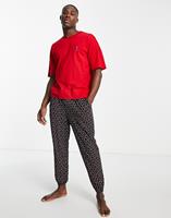Calvin Klein Men's Short Sleeve Pj Set -Rustic Red/Link Logo - S