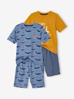 VERTBAUDET Set van 2 Oeko-Tex pyjama's voor jongens met walvissen set mosterd en blauw