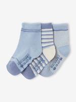VERTBAUDET Set van 3 paar gestreepte sokken jongens licht leisteenblauw